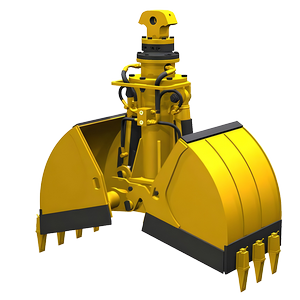 dual cylinder demolition grapple for excavator