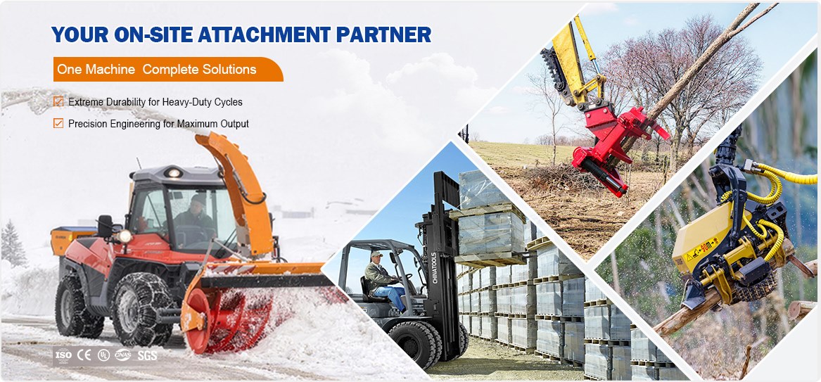 Source factory for excavator and skid steer loader attachments